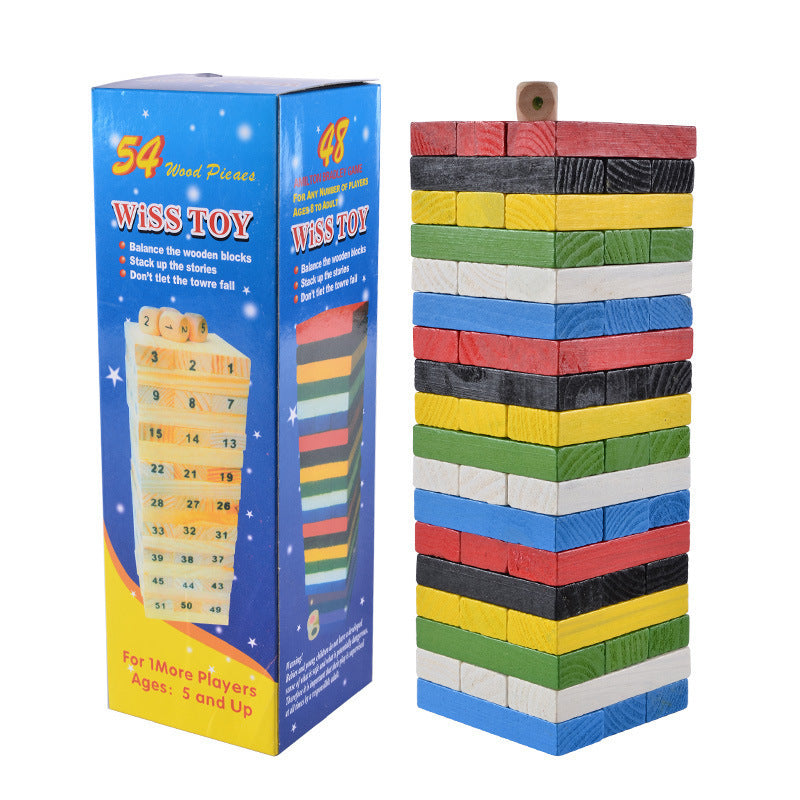 54-Layer Digital Logs Children's Early Education Puzzle Small Bricks Pro Creative Jenga Desktop Game