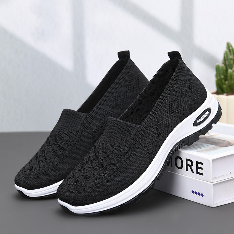 Women's Breathable Classic Style Soft Sole Non-Slip Flyknit Walking Shoes