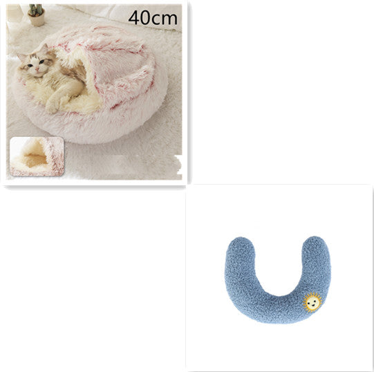 2-in-1 Dog and Cat Bed, Pet Winter Bed, Round Plush Warm Bed House, Soft Long Plush Pets Bed, Pet Products