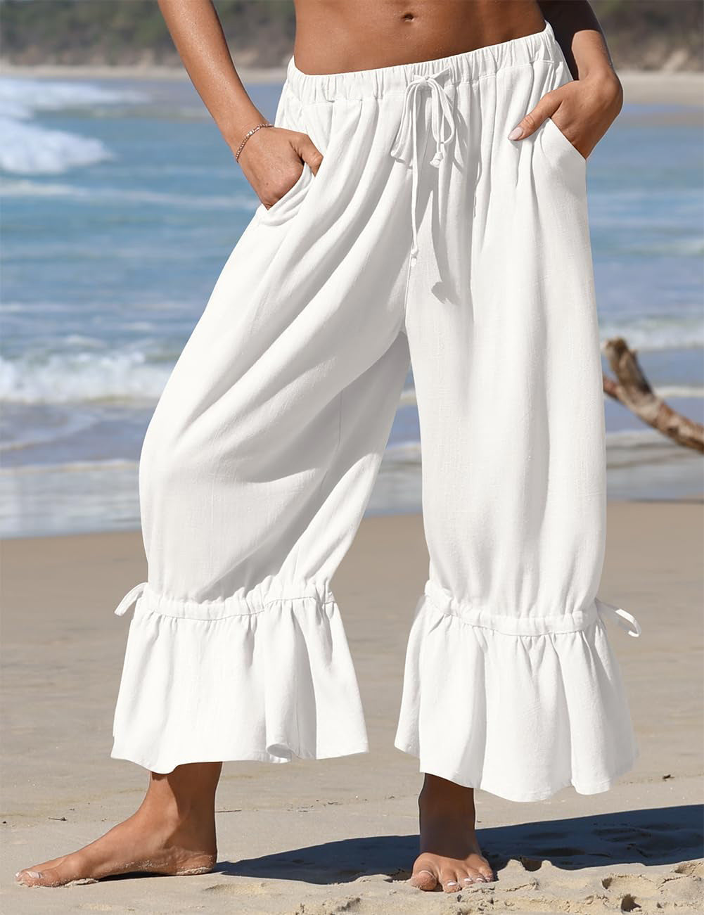 Amazon European and American Style Linen Wide-Leg Pants