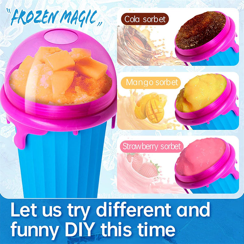 500ml Large Capacity Slushy Cup Summer Squeeze Homemade Juice Water Bottle Quick-Frozen Smoothie Sand Cup Pinch Fast Cooling Magic Ice Cream Slushy Maker Mug Kitchen Gadgets