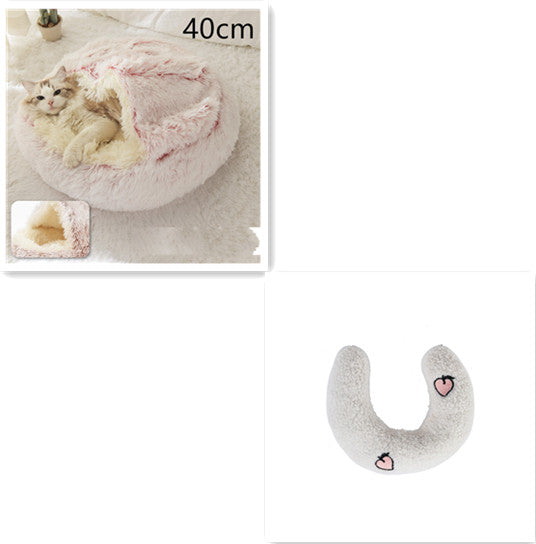 2-in-1 Dog and Cat Bed, Pet Winter Bed, Round Plush Warm Bed House, Soft Long Plush Pets Bed, Pet Products