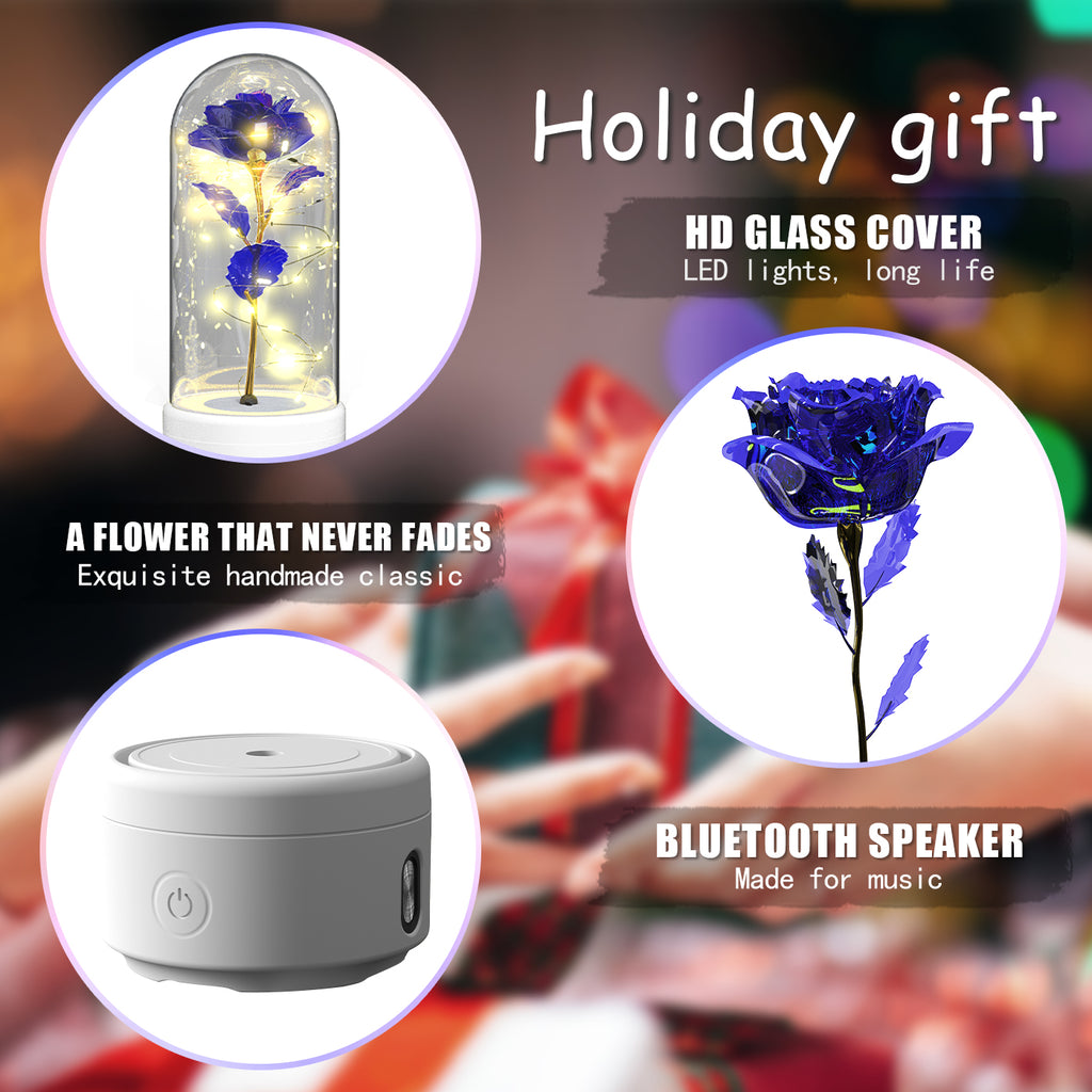 Lumière LED créative 2 en 1 fleurs roses cadeau pour la Saint-Valentin, ornement lumineux de lumière nocturne rose en couverture de verre