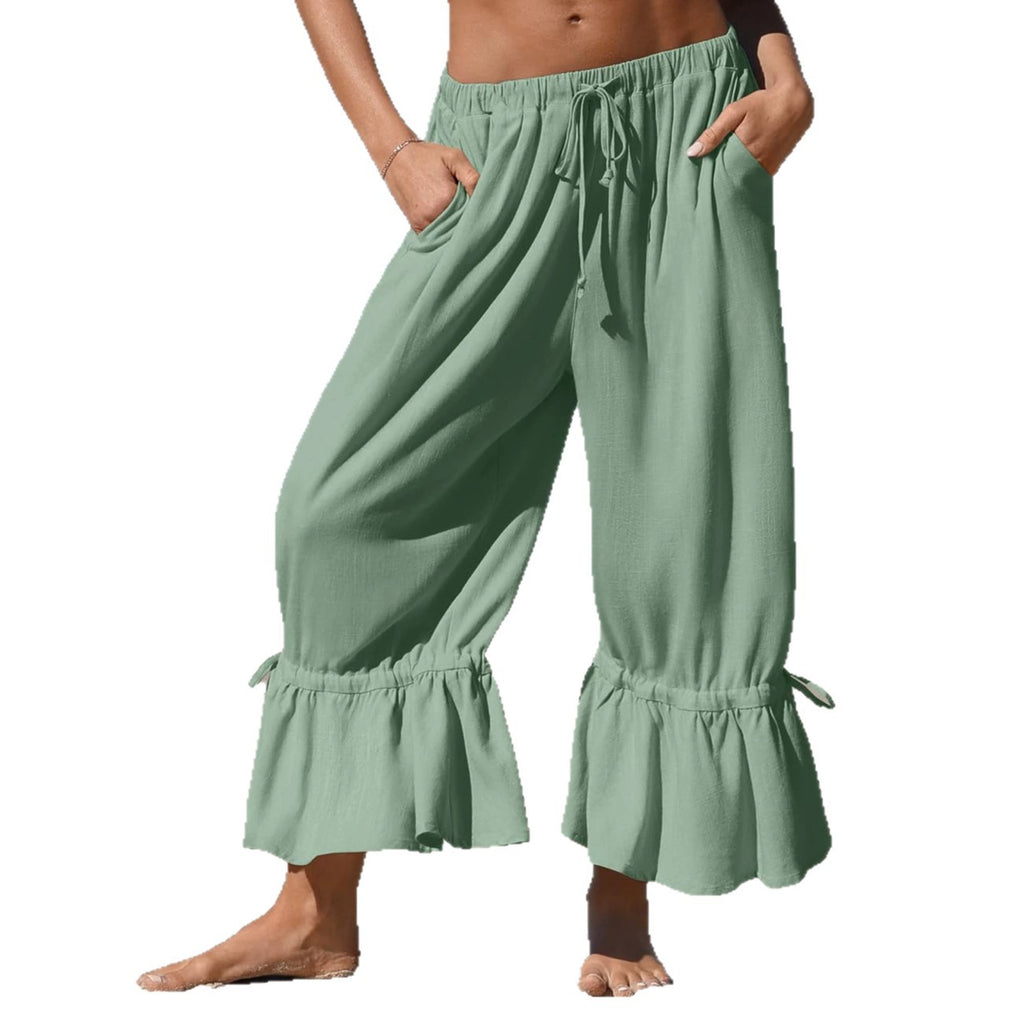 Amazon European and American Style Linen Wide-Leg Pants