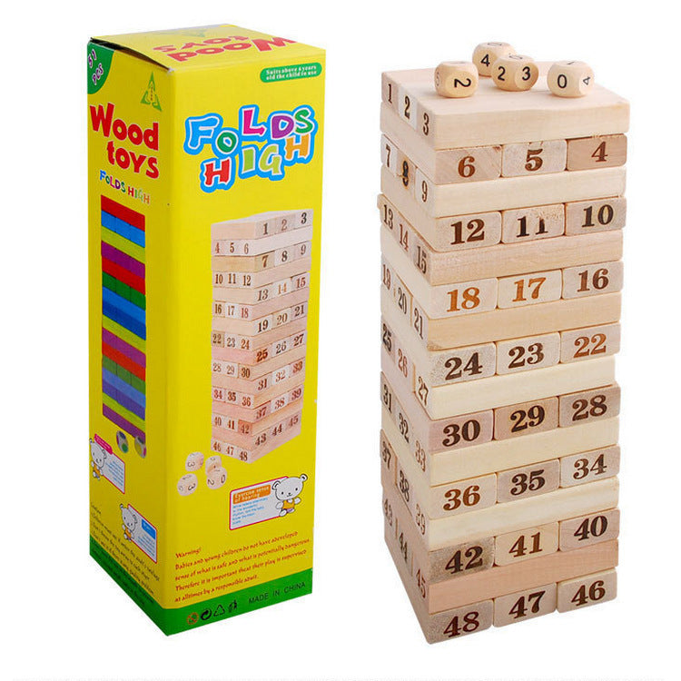 54-Layer Digital Logs Children's Early Education Puzzle Small Bricks Pro Creative Jenga Desktop Game