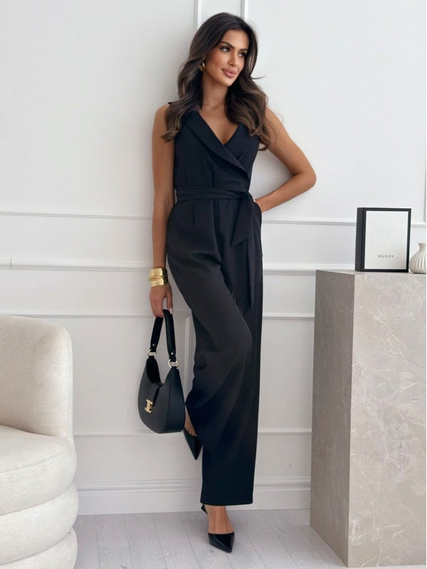 Women's V-Neck Sleeveless Lace-up Romper