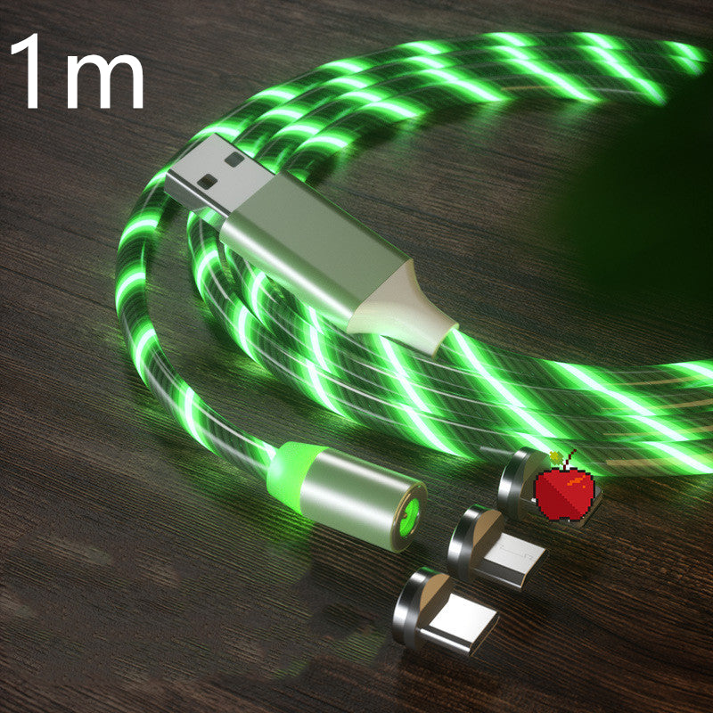 Magnetic Streamer Fast Charging Cable Lighting Micro USB Cable LED Magnet Charger Type-C Cable