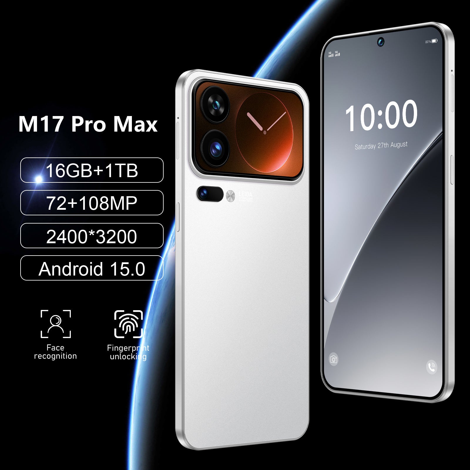 M17 Pro Max phone with a large screen