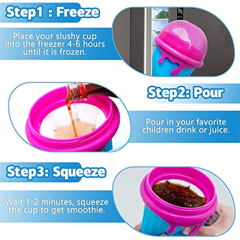 500ml Large Capacity Slushy Cup Summer Squeeze Homemade Juice Water Bottle Quick-Frozen Smoothie Sand Cup Pinch Fast Cooling Magic Ice Cream Slushy Maker Mug Kitchen Gadgets