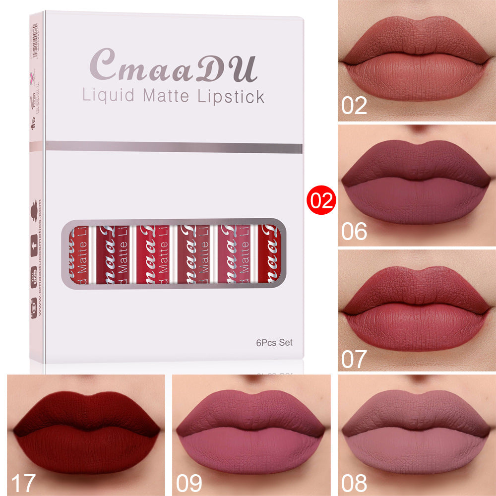 6 Boîtes De Rouge à Lèvres Mat Antiadhésif Imperméable Brillant à Lèvres Longue Durée