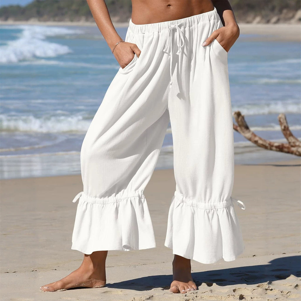 Amazon European and American Style Linen Wide-Leg Pants