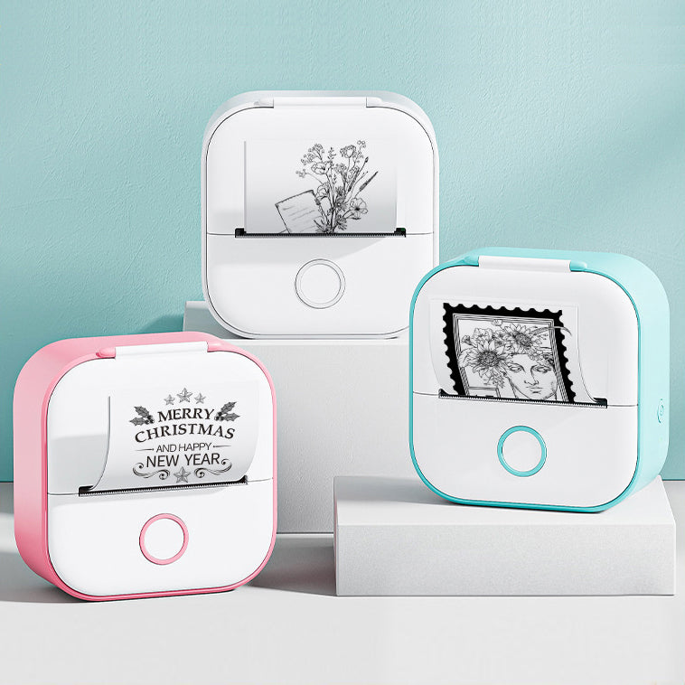 Mini imprimante d'étiquettes thermique portable Imprimante photo pour la maison Imprimante photo pour étudiant à mauvaise question Imprimante Bluetooth Mini étiquette Étiquette de prix