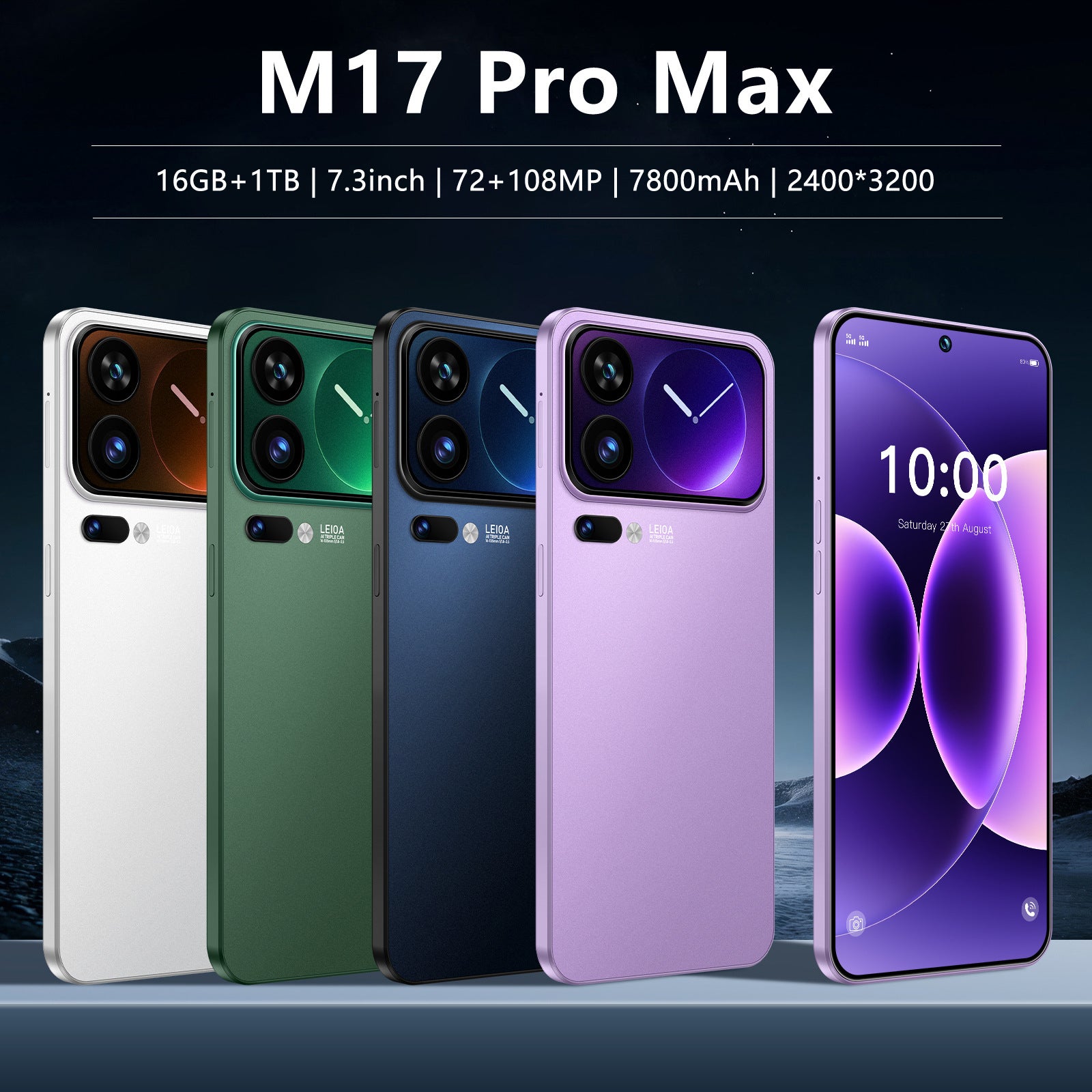 téléphone M17 Pro Max avec un grand écran