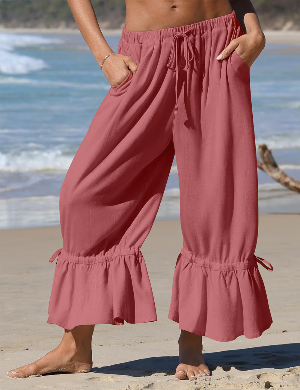 Amazon European and American Style Linen Wide-Leg Pants