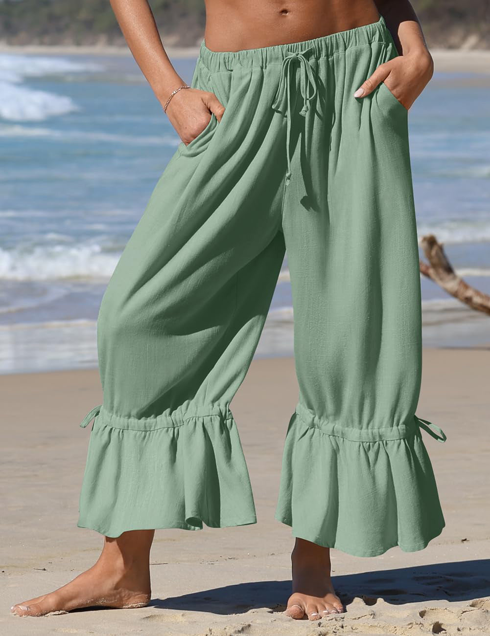 Amazon European and American Style Linen Wide-Leg Pants