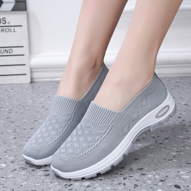 Women's Breathable Classic Style Soft Sole Non-Slip Flyknit Walking Shoes