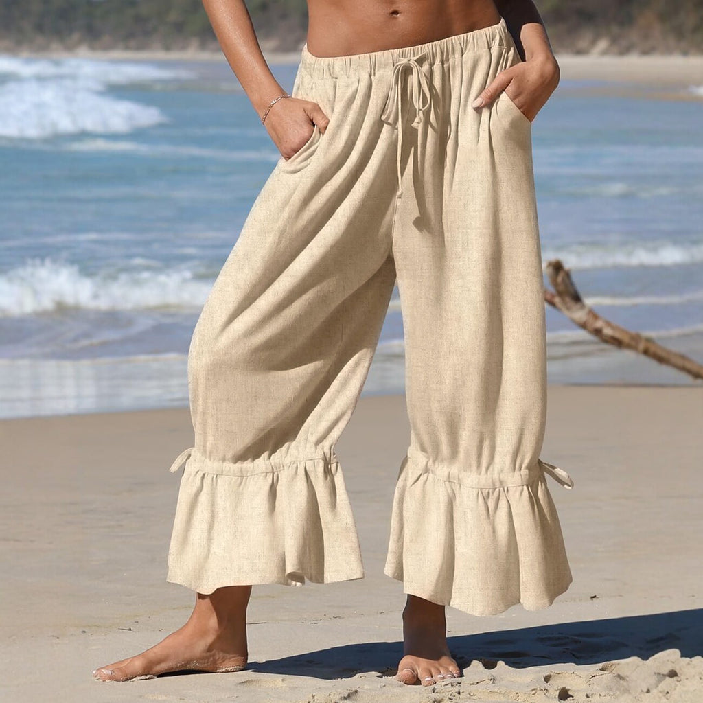 Amazon European and American Style Linen Wide-Leg Pants
