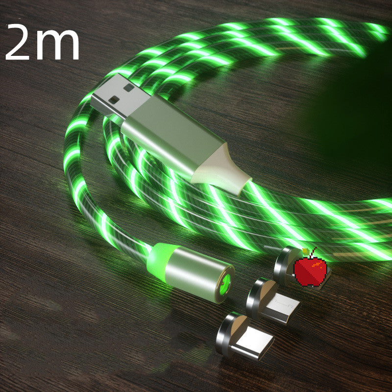 Magnetic Streamer Fast Charging Cable Lighting Micro USB Cable LED Magnet Charger Type-C Cable