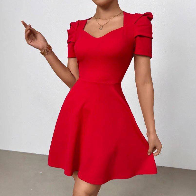 Robe élégante taille haute à encolure bateau pour femme