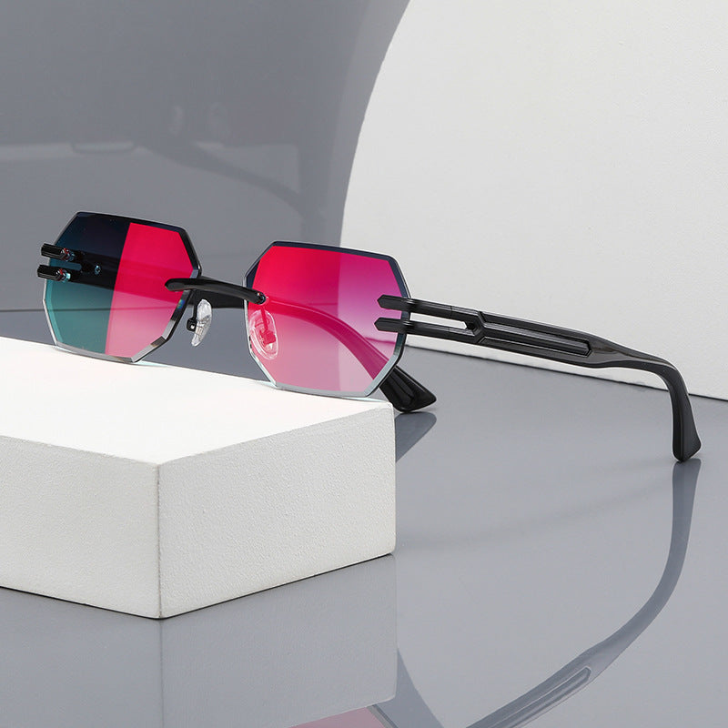High-end Unisex Rimless Metal Sunglasses With UV Protection