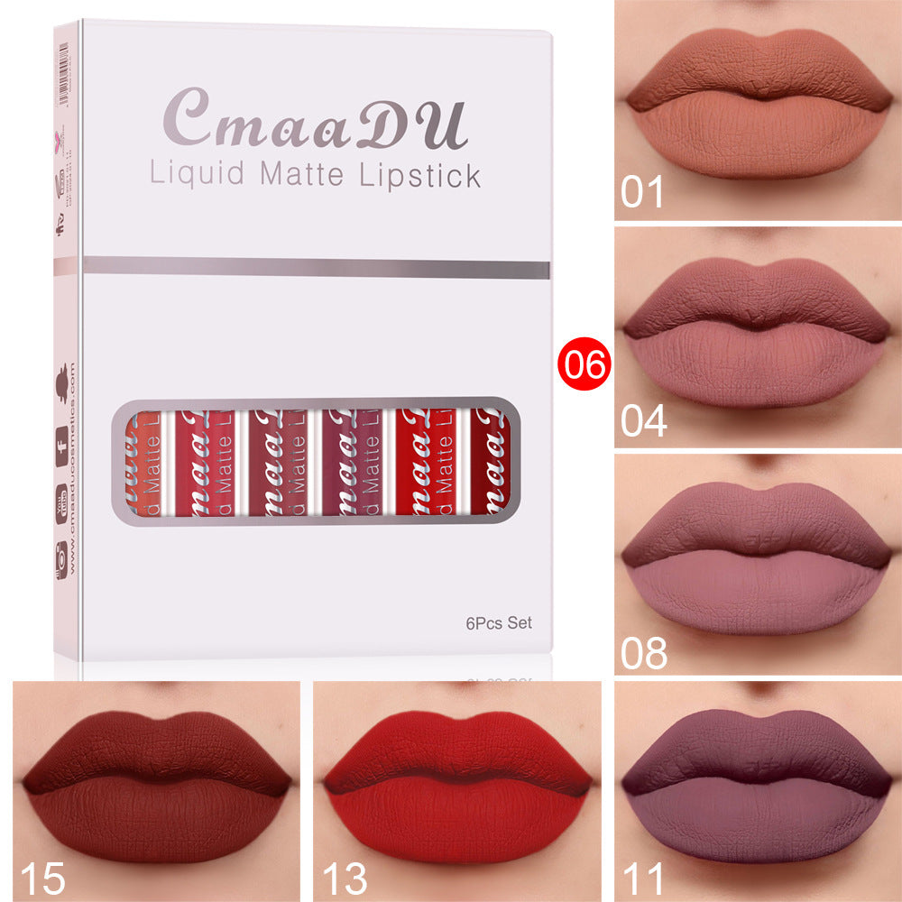 6 Boîtes De Rouge à Lèvres Mat Antiadhésif Imperméable Brillant à Lèvres Longue Durée
