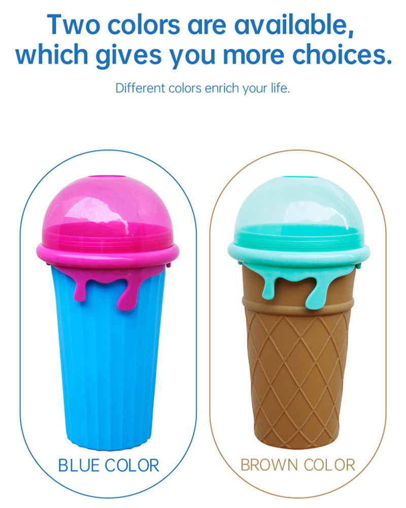 500ml Large Capacity Slushy Cup Summer Squeeze Homemade Juice Water Bottle Quick-Frozen Smoothie Sand Cup Pinch Fast Cooling Magic Ice Cream Slushy Maker Mug Kitchen Gadgets