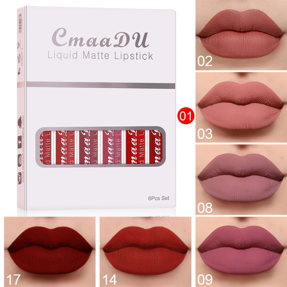 6 Boîtes De Rouge à Lèvres Mat Antiadhésif Imperméable Brillant à Lèvres Longue Durée