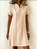 Robe ample décontractée à imprimé boutonnée et col montant