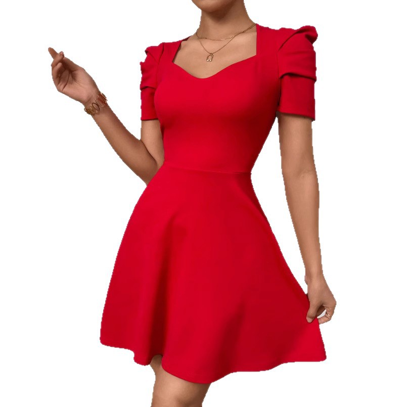 Robe élégante taille haute à encolure bateau pour femme