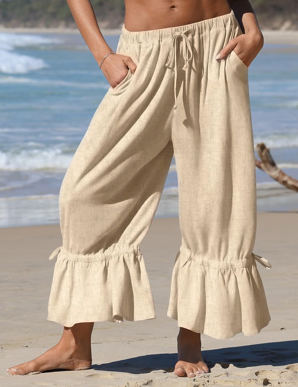 Amazon European and American Style Linen Wide-Leg Pants