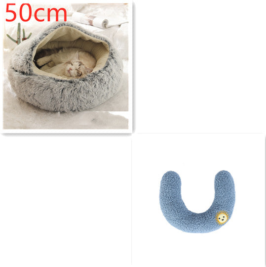 2-in-1 Dog and Cat Bed, Pet Winter Bed, Round Plush Warm Bed House, Soft Long Plush Pets Bed, Pet Products