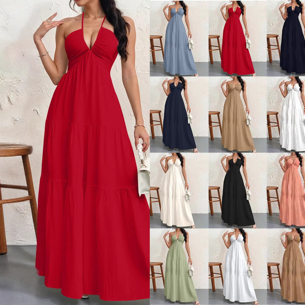 Robe dos nu col en V plissée col en V