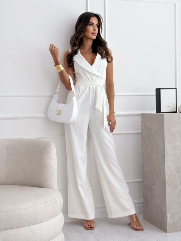 Women's V-Neck Sleeveless Lace-up Romper