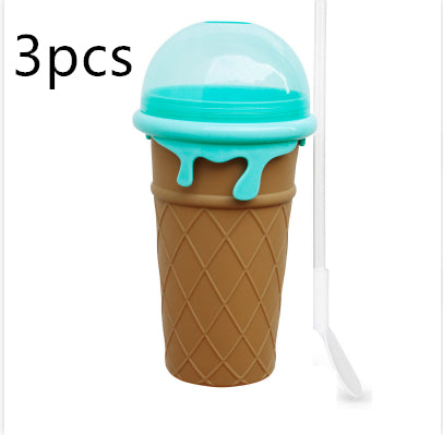 500ml Large Capacity Slushy Cup Summer Squeeze Homemade Juice Water Bottle Quick-Frozen Smoothie Sand Cup Pinch Fast Cooling Magic Ice Cream Slushy Maker Mug Kitchen Gadgets