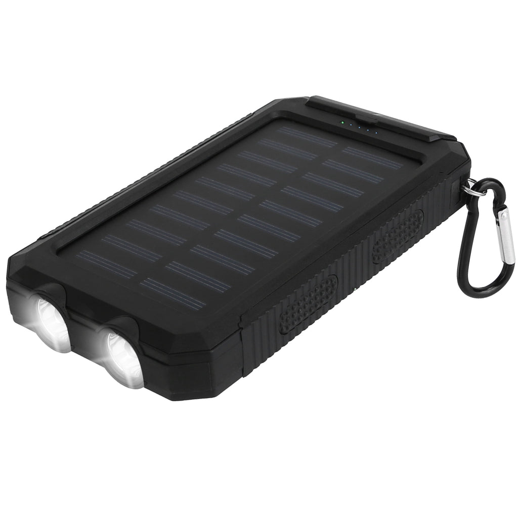 1Pc 1W mAh Solar Power Bank External Battery Pack Dual USB Interface Outdoor Charger With Battery Indicators SOS LED Lights Compass Camping Hiking