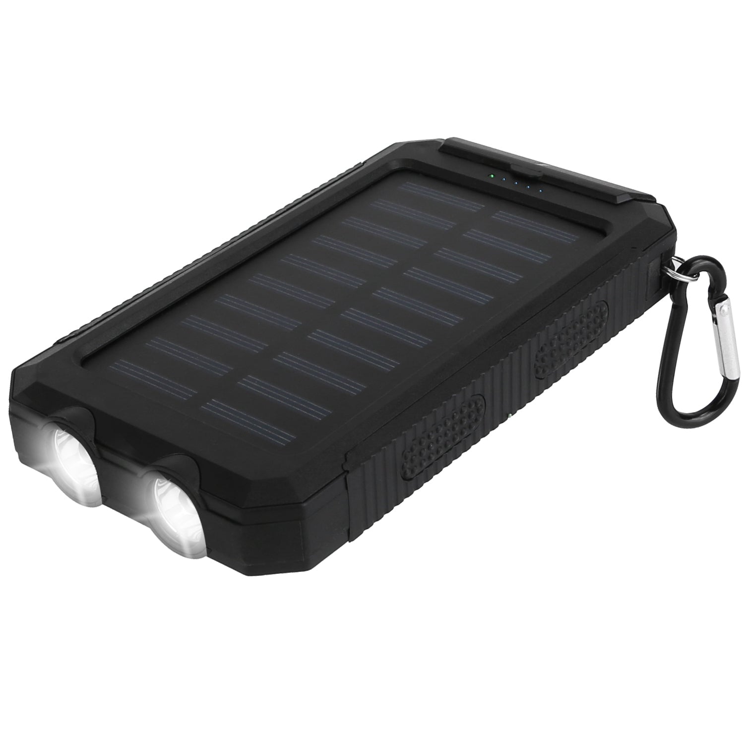 1Pc 1W mAh Solar Power Bank External Battery Pack Dual USB Interface Outdoor Charger With Battery Indicators SOS LED Lights Compass Camping Hiking