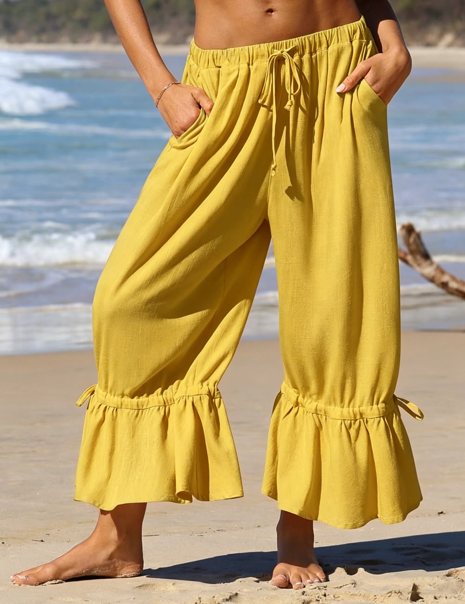 Amazon European and American Style Linen Wide-Leg Pants