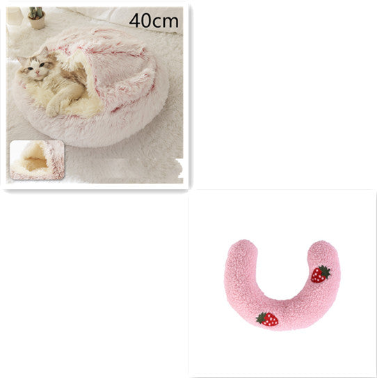 2-in-1 Dog and Cat Bed, Pet Winter Bed, Round Plush Warm Bed House, Soft Long Plush Pets Bed, Pet Products
